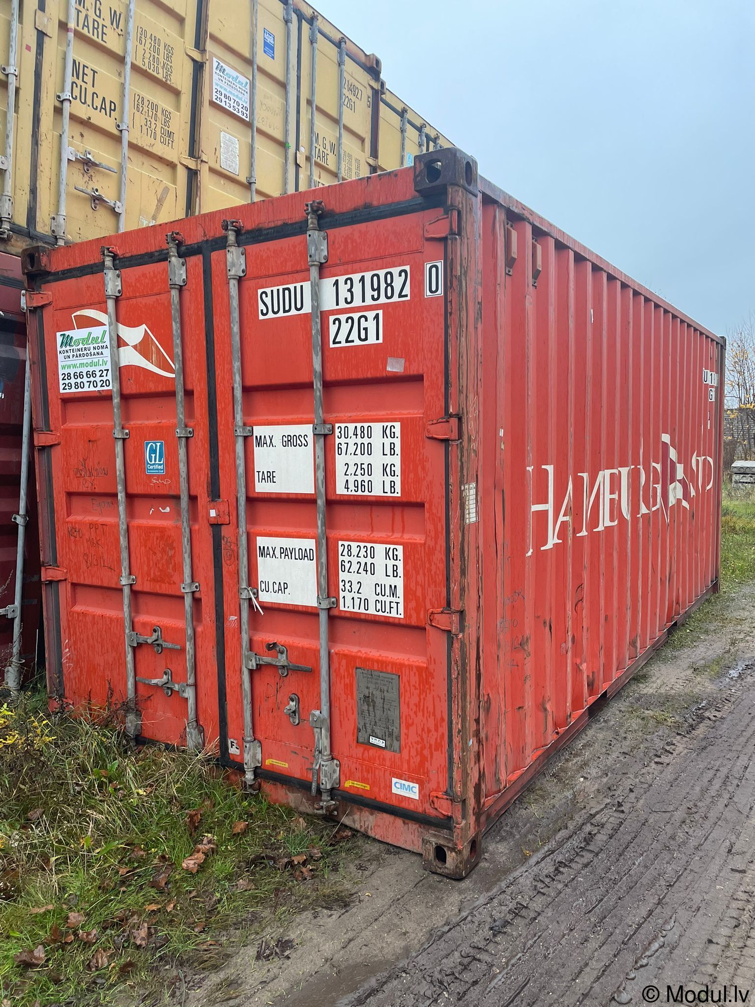 Lietots 20’ DC jūras konteiners (sarkans)